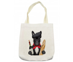 French Dog Red Wine Tote Bag