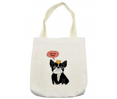 Queen Puppy with Crown Tote Bag