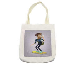 Young Man on Longboard Tote Bag