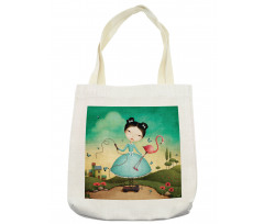 Girl and Flamingo Toy Tote Bag