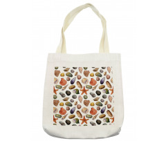 Watercolor Sea Elements Tote Bag