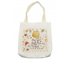 Moon and Back Slogan Tote Bag