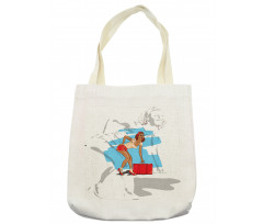 Girl and Suitcase Tote Bag