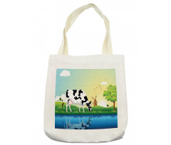 Field Tree Lake Windmill Tote Bag