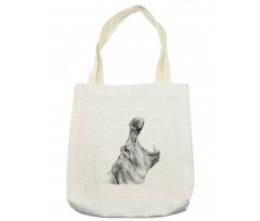 Yawning Hippo Sketch Tote Bag