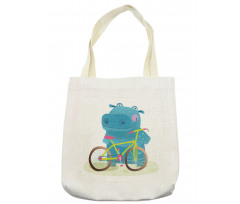 Hippo Child with Bicycle Tote Bag