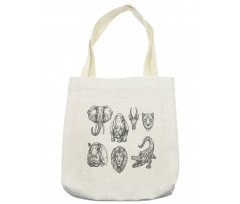 Hand-Drawn Zoo Animals Tote Bag