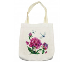 Peonies and Dragonflies Tote Bag