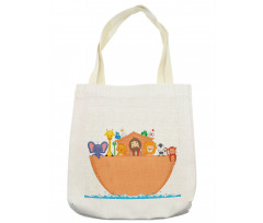 Animals Aboard Flood Motif Tote Bag