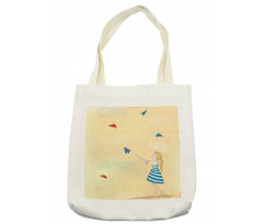 Girl with Paper Planes Tote Bag