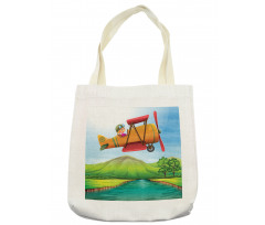 Kid on a Biplane River Tote Bag