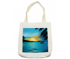 Calm Sunrise Fishing Boat Tote Bag