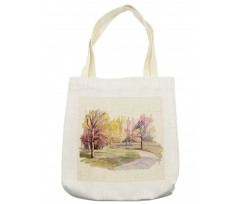 Watercolor Trees and Road Tote Bag