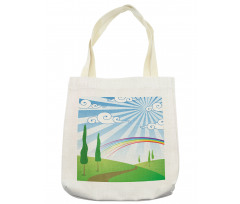 Rainbow on a Meadow Road Tote Bag