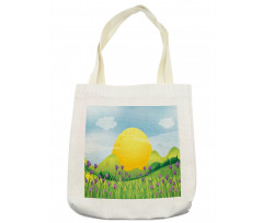 Mountains with Violets Tote Bag