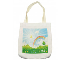 Sun and Rainbow Flowers Tote Bag