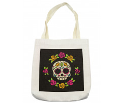 Floral Wreath Skull Tote Bag