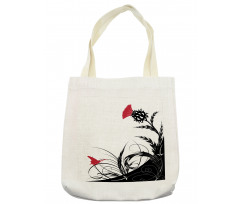 Floral Butterfly Motif Tote Bag