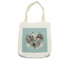 Heart Shape with Dragonflies Tote Bag