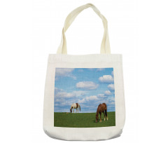 Horses Grazing Meadow Tote Bag