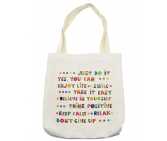 Motivational Slogans Tote Bag