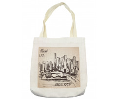 Miami Cityscape Sketch Tote Bag