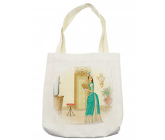 Vintage Woman Hand Fan Tote Bag