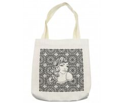 Young Lady with Wavy Hair Tote Bag