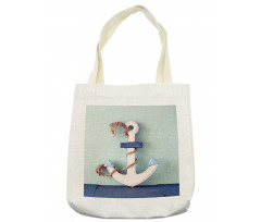 Anchor and Rope Motif Tote Bag