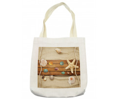 Rustic Board Seashells Tote Bag