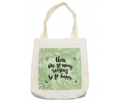 Green Leafy Branches Words Tote Bag