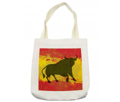 Bull Silhouette on Flag Tote Bag