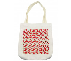 Vivid Blossoms on a Pale Grid Tote Bag