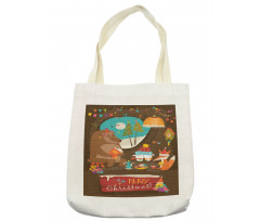 Merry Xmas Tea Party Animals Tote Bag