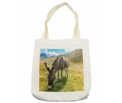 Donkey Eating Grass Mountain Tote Bag