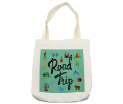 Road Trip Calligraphy with Map Tote Bag