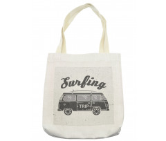 Vintage Van and Surfing Words Tote Bag