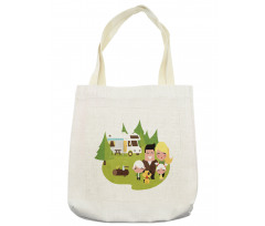 Happy Camper Family in Woods Tote Bag