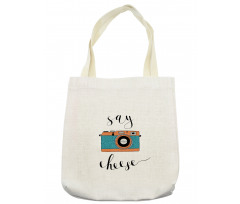 Say Cheese Lettering Photo Tote Bag