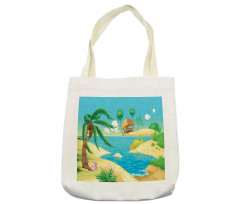 Beach View Cartoon Design Tote Bag