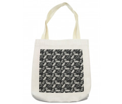 Monochrome Flowers and Dots Tote Bag