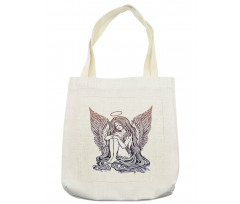 Long Hair Girl and Halo Tote Bag