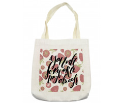 Strawberries Romantic Words Tote Bag