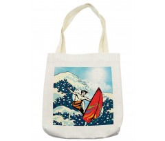 Summer Cartoon Surfing Boy Tote Bag