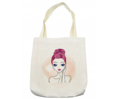 Pink Updo Bun Hairstyle Tote Bag