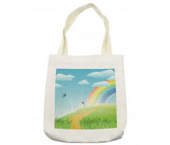 Birds and Rainbow Stripes Tote Bag