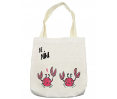 Funky Crab Couple and Heart Tote Bag