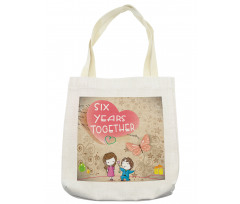 6 Years Together Words Tote Bag