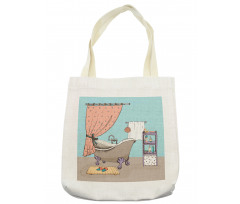 Bathroom Tub Illustration Tote Bag