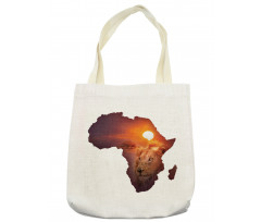 Lion and African Map Sunset Tote Bag